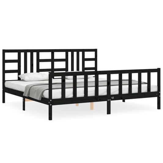 Bed Frame without Mattress Black 200x200 cm Solid Wood Pine Bed Frame without Mattress Black 200x200 cm Solid Wood Pine