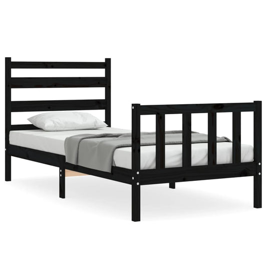 Bed Frame without Mattress Black Small Single Solid Wood Pine Bed Frame without Mattress Black Small Single Solid Wood Pine