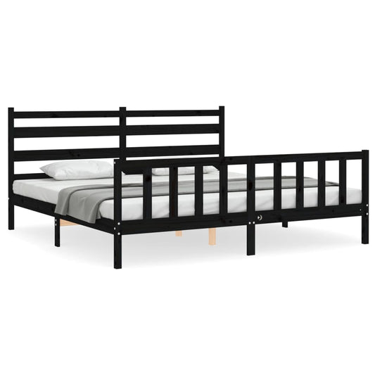 Bed Frame without Mattress Black 200x200 cm Solid Wood Pine Bed Frame without Mattress Black 200x200 cm Solid Wood Pine