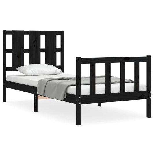 Bed Frame without Mattress Black Small Single Solid Wood Pine Bed Frame without Mattress Black Small Single Solid Wood Pine