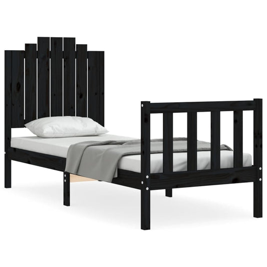 Bed Frame without Mattress Black Small Single Solid Wood Pine Bed Frame without Mattress Black Small Single Solid Wood Pine