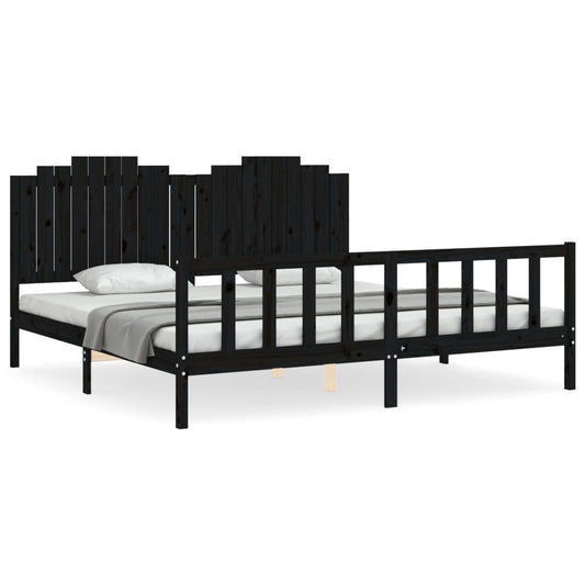 Bed Frame without Mattress Black 200x200 cm Solid Wood Pine Bed Frame without Mattress Black 200x200 cm Solid Wood Pine