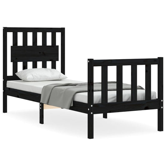 Bed Frame without Mattress Black Small Single Solid Wood Pine Bed Frame without Mattress Black Small Single Solid Wood Pine