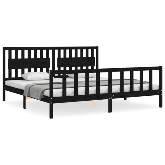 Bed Frame without Mattress Black 200x200 cm Solid Wood Pine Bed Frame without Mattress Black 200x200 cm Solid Wood Pine