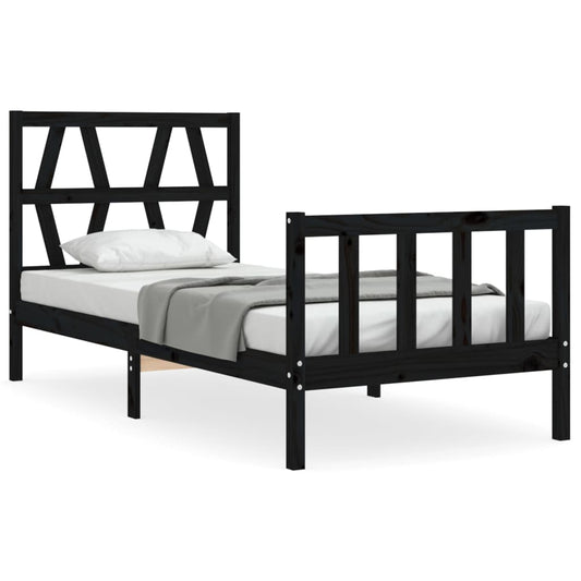 Bed Frame without Mattress Black Small Single Solid Wood Pine Bed Frame without Mattress Black Small Single Solid Wood Pine