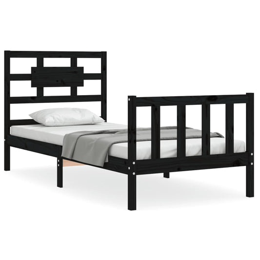 Bed Frame without Mattress Black Small Single Solid Wood Pine Bed Frame without Mattress Black Small Single Solid Wood Pine