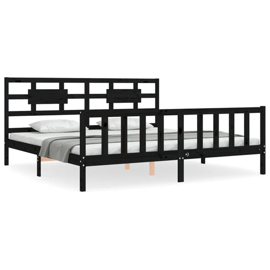 Bed Frame without Mattress Black 200x200 cm Solid Wood Pine Bed Frame without Mattress Black 200x200 cm Solid Wood Pine