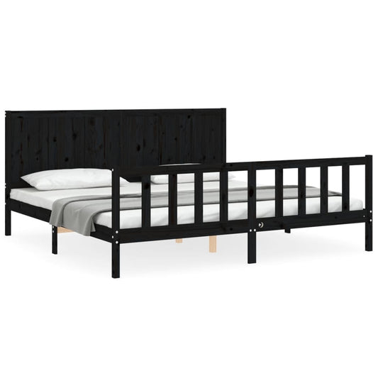 Bed Frame without Mattress Black 200x200 cm Solid Wood Pine Bed Frame without Mattress Black 200x200 cm Solid Wood Pine