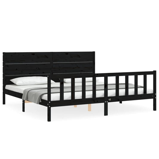 Bed Frame without Mattress Black 200x200 cm Solid Wood Pine Bed Frame without Mattress Black 200x200 cm Solid Wood Pine