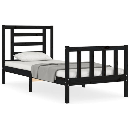 Bed Frame without Mattress Black Small Single Solid Wood Pine Bed Frame without Mattress Black Small Single Solid Wood Pine