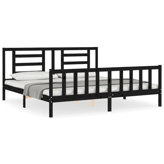 Bed Frame without Mattress Black 200x200 cm Solid Wood Pine Bed Frame without Mattress Black 200x200 cm Solid Wood Pine