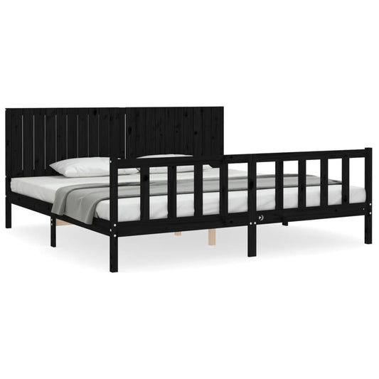 Bed Frame without Mattress Black 200x200 cm Solid Wood Pine Bed Frame without Mattress Black 200x200 cm Solid Wood Pine