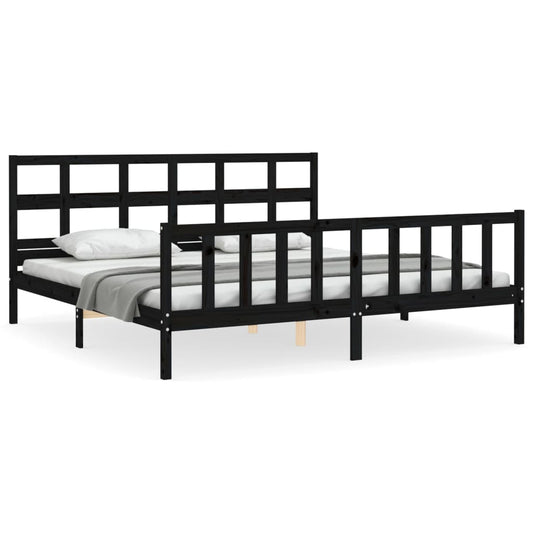 Bed Frame without Mattress Black 200x200 cm Solid Wood Pine Bed Frame without Mattress Black 200x200 cm Solid Wood Pine