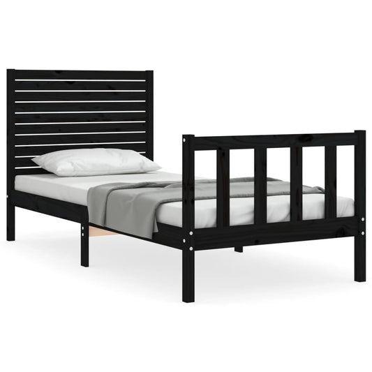 Bed Frame without Mattress Black Small Single Solid Wood Pine Bed Frame without Mattress Black Small Single Solid Wood Pine