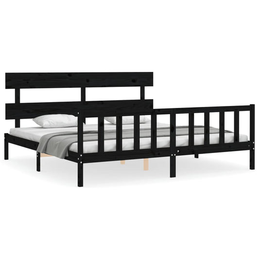 Bed Frame without Mattress Black 200x200 cm Solid Wood Pine Bed Frame without Mattress Black 200x200 cm Solid Wood Pine