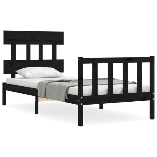 Bed Frame without Mattress Black Small Single Solid Wood Pine Bed Frame without Mattress Black Small Single Solid Wood Pine