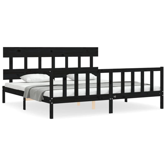 Bed Frame without Mattress Black 200x200 cm Solid Wood Pine Bed Frame without Mattress Black 200x200 cm Solid Wood Pine