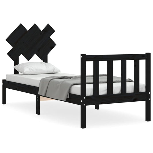 Bed Frame without Mattress Black Small Single Solid Wood Pine Bed Frame without Mattress Black Small Single Solid Wood Pine