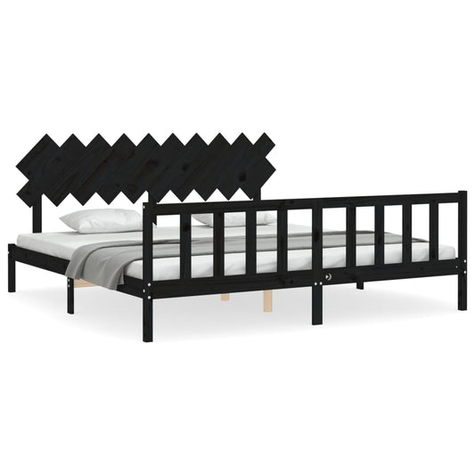 Bed Frame without Mattress Black 200x200 cm Solid Wood Pine Bed Frame without Mattress Black 200x200 cm Solid Wood Pine