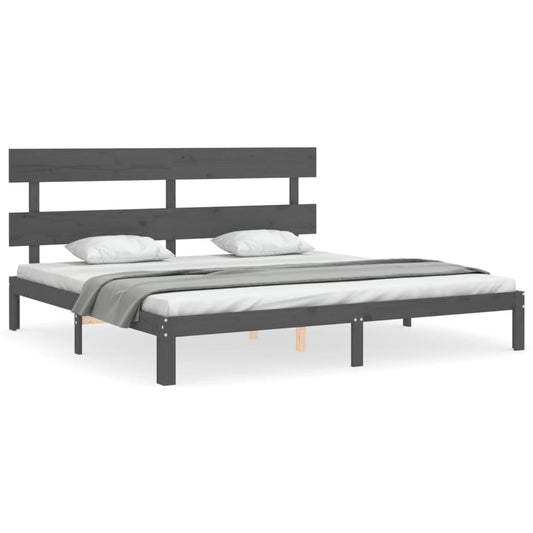 Bed Frame without Mattress Grey 200x200 cm Solid Wood Pine Bed Frame without Mattress Grey 200x200 cm Solid Wood Pine