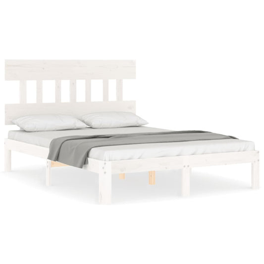 Bed Frame without Mattress White 140x190 cm Solid Wood Pine Bed Frame without Mattress White 140x190 cm Solid Wood Pine