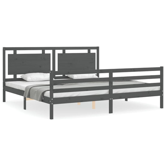 Bed Frame without Mattress Grey 200x200 cm Solid Wood Bed Frame without Mattress Grey 200x200 cm Solid Wood