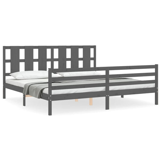 Bed Frame without Mattress Grey 200x200 cm Solid Wood Bed Frame without Mattress Grey 200x200 cm Solid Wood