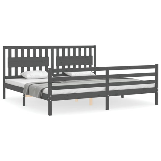 Bed Frame without Mattress Grey 200x200 cm Solid Wood Bed Frame without Mattress Grey 200x200 cm Solid Wood