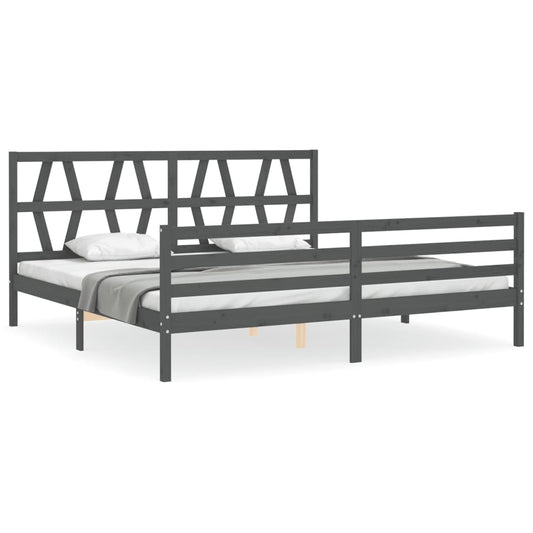 Bed Frame without Mattress Grey 200x200 cm Solid Wood Bed Frame without Mattress Grey 200x200 cm Solid Wood