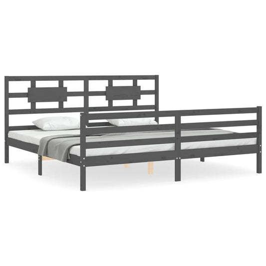 Bed Frame without Mattress Grey 200x200 cm Solid Wood Bed Frame without Mattress Grey 200x200 cm Solid Wood