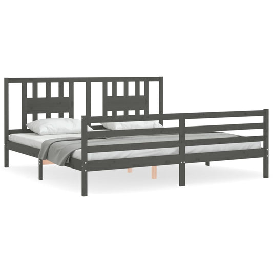 Bed Frame without Mattress Grey 200x200 cm Solid Wood Bed Frame without Mattress Grey 200x200 cm Solid Wood