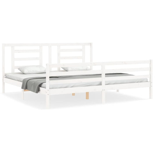 Bed Frame without Mattress White 200x200 cm Solid Wood Bed Frame without Mattress White 200x200 cm Solid Wood