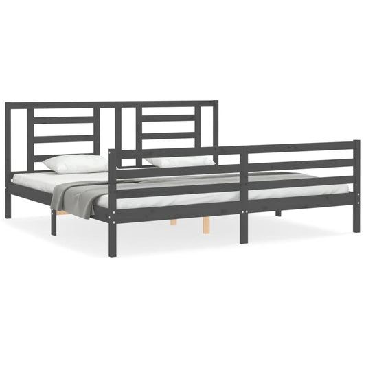 Bed Frame without Mattress Grey 200x200 cm Solid Wood Bed Frame without Mattress Grey 200x200 cm Solid Wood