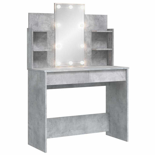 Dressing Table with LED Lights Concrete Grey 96x40x142 cm Dressing Table with LED Lights Concrete Grey 96x40x142 cm