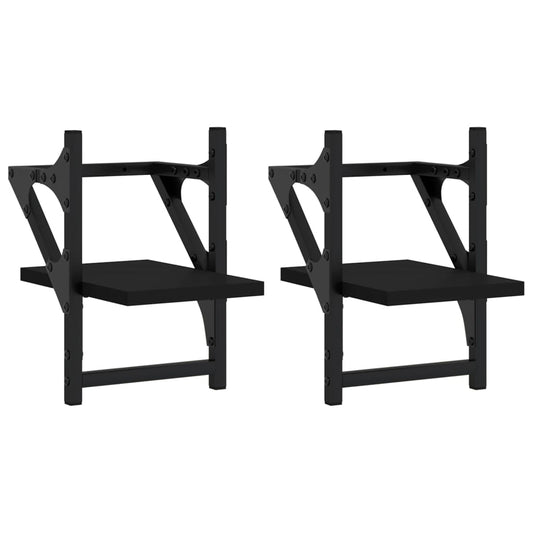 Wall Shelves with Bars 2 pcs Black 20x25x30 cm Wall Shelves with Bars 2 pcs Black 20x25x30 cm
