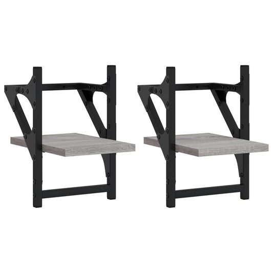 Wall Shelves with Bars 2 pcs Grey Sonoma 20x25x30 cm Wall Shelves with Bars 2 pcs Grey Sonoma 20x25x30 cm