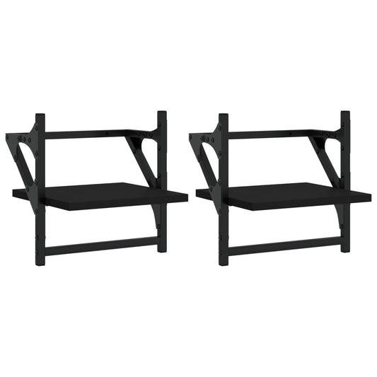 Wall Shelves with Bars 2 pcs Black 30x25x30 cm Wall Shelves with Bars 2 pcs Black 30x25x30 cm