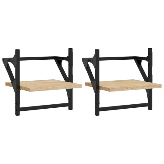 Wall Shelves with Bars 2 pcs Sonoma Oak 30x25x30 cm Wall Shelves with Bars 2 pcs Sonoma Oak 30x25x30 cm