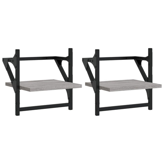 Wall Shelves with Bars 2 pcs Grey Sonoma 30x25x30 cm Wall Shelves with Bars 2 pcs Grey Sonoma 30x25x30 cm