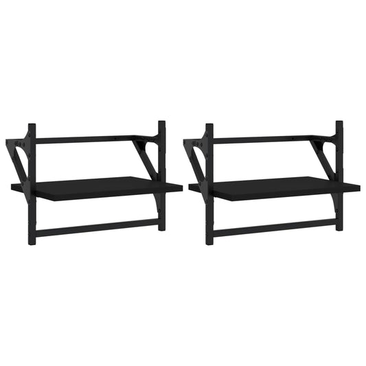 Wall Shelves with Bars 2 pcs Black 40x25x30 cm Wall Shelves with Bars 2 pcs Black 40x25x30 cm