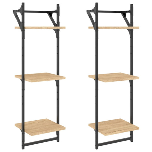 3-Tier Wall Shelves with Bars 2 pcs Sonoma Oak 30x25x100 cm 3-Tier Wall Shelves with Bars 2 pcs Sonoma Oak 30x25x100 cm