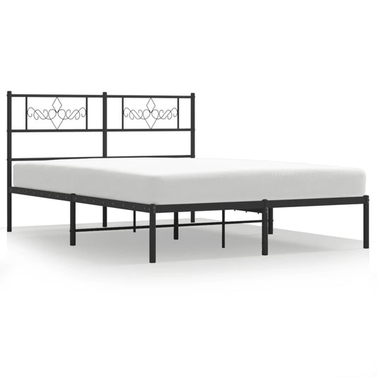 Metal Bed Frame without Mattress with Headboard Black 160x200cm Metal Bed Frame without Mattress with Headboard Black 160x200cm