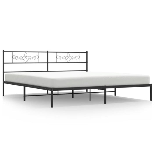 Metal Bed Frame without Mattress with Headboard Black 180x200cm Metal Bed Frame without Mattress with Headboard Black 180x200cm