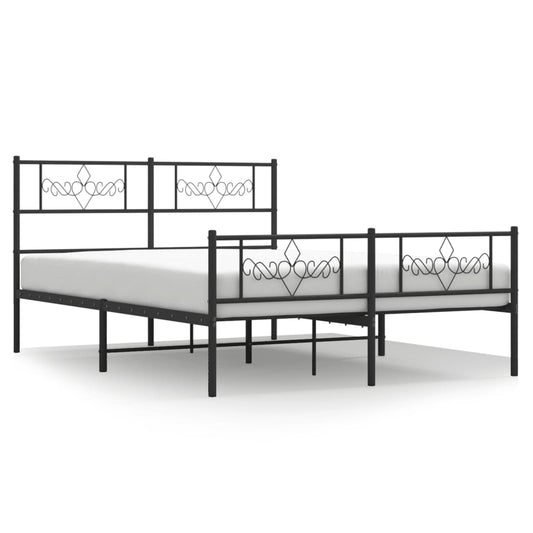 Metal Bed Frame without Mattress with Footboard Black 160x200cm Metal Bed Frame without Mattress with Footboard Black 160x200cm