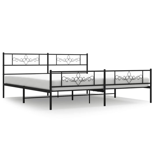 Metal Bed Frame without Mattress with Footboard Black 180x200cm Metal Bed Frame without Mattress with Footboard Black 180x200cm