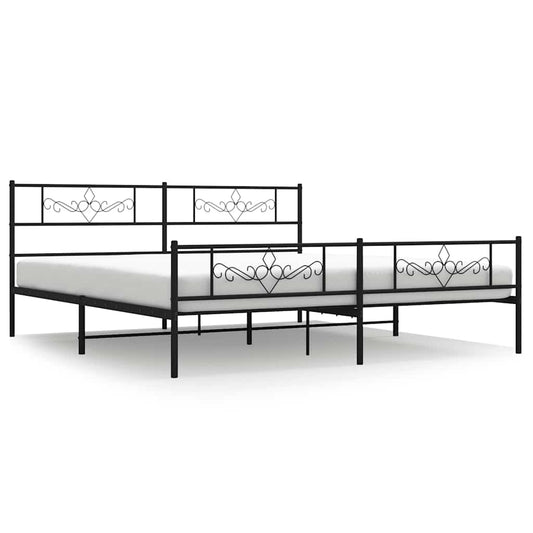 Metal Bed Frame without Mattress with Footboard Black 183x213cm Metal Bed Frame without Mattress with Footboard Black 183x213cm