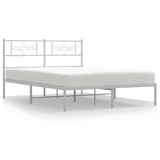 Metal Bed Frame without Mattress with Headboard White 135x190cm Metal Bed Frame without Mattress with Headboard White 135x190cm