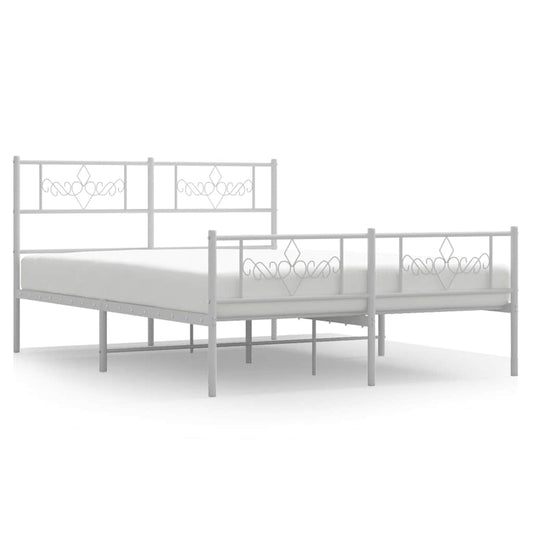 Metal Bed Frame without Mattress with Footboard White 135x190cm Metal Bed Frame without Mattress with Footboard White 135x190cm