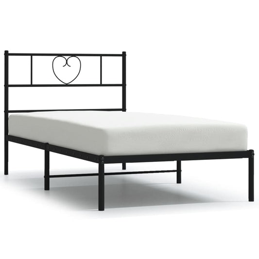 Metal Bed Frame without Mattress with Headboard Black 80x200cm Metal Bed Frame without Mattress with Headboard Black 80x200cm
