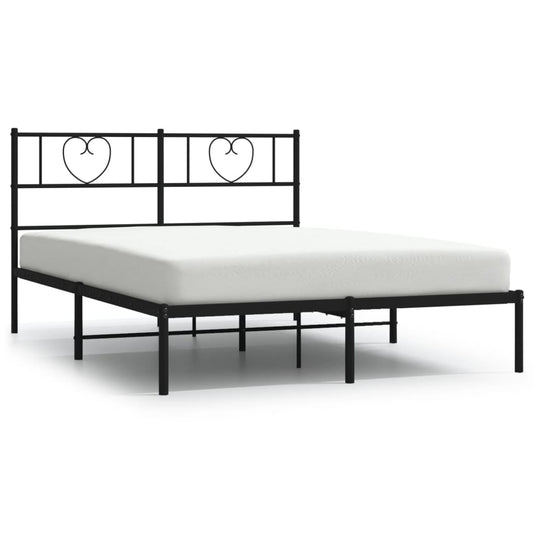 Metal Bed Frame without Mattress with Headboard Black 120x200cm Metal Bed Frame without Mattress with Headboard Black 120x200cm
